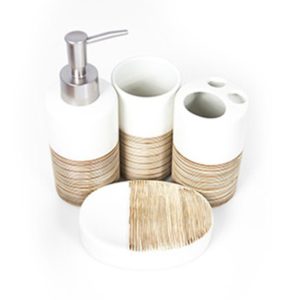 Set baie SAVON NATUR 4 bucati, portelan, alb