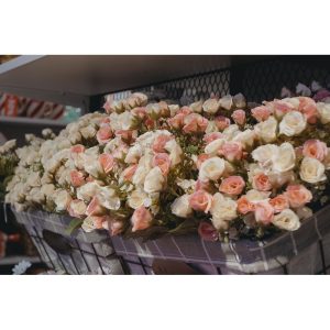 Buchet cu flori THEA 30 cm, textil, sintetic, alb