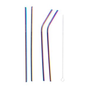 Set 4 pai COLORED STRAWS, 21,5 cm, otel inoxidabil