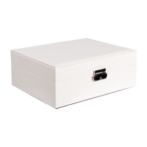 Cutie bijuterii L SIERA alb, 27x18x9 cm, poliester