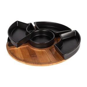 Set 5 boluri pe support bambus INSPIRATION negru